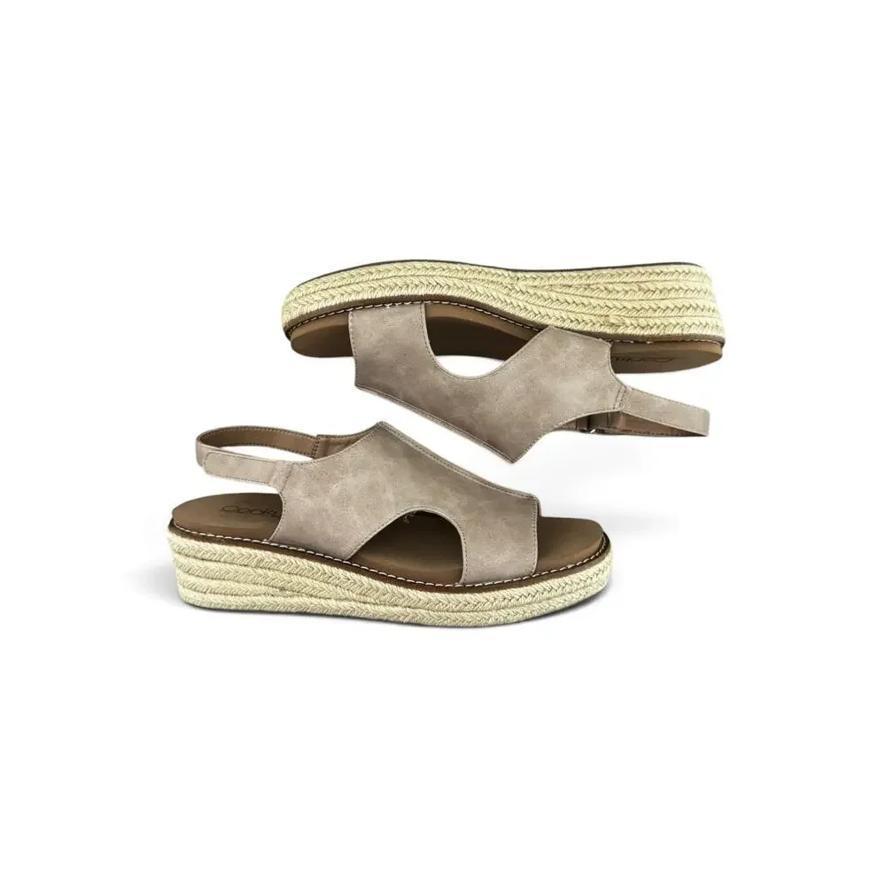 Corkys Women’s Taupe Ready or Not Low Wedge Sandals Size 9